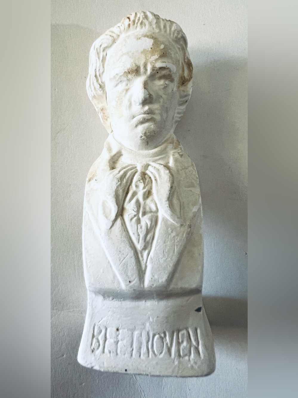 Vintage Beethoven Bust Chalkware Plaster Miniature Statue Figurine Classical 4”